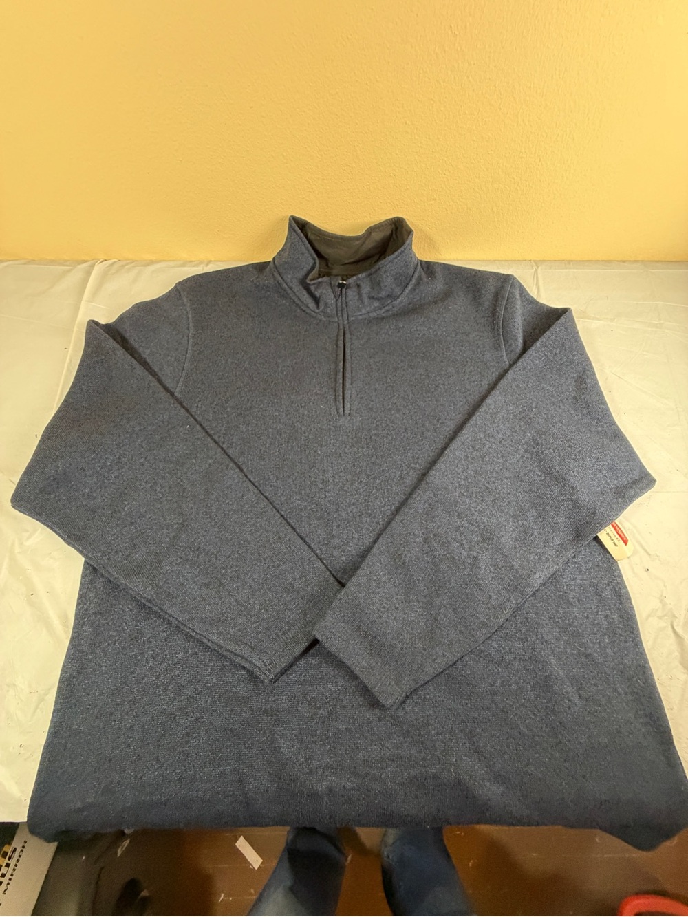 Wrangler Men's Zip-Neck Sweater in Heather Blue - Picture 2 of 9